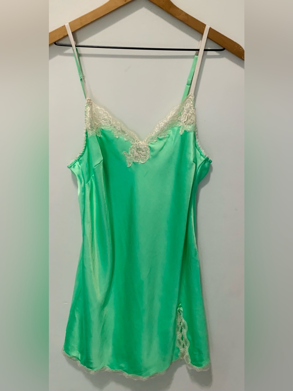 Victoria's Secret Y2K Satin Lace Mini Slip Dress Green Size Large